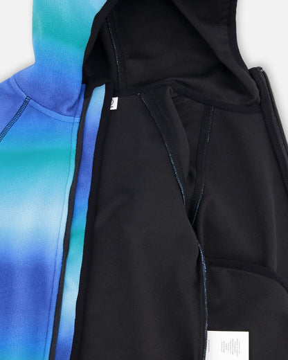 Veste polaire coupe-vent dégradé bleu à noir