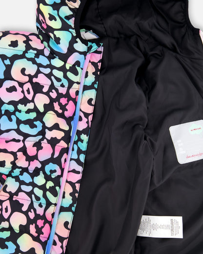 Quilted Mid-Season Jacket Black Animal Print