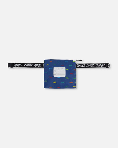 Packable Windbreaker In Polyester Blue Car Print