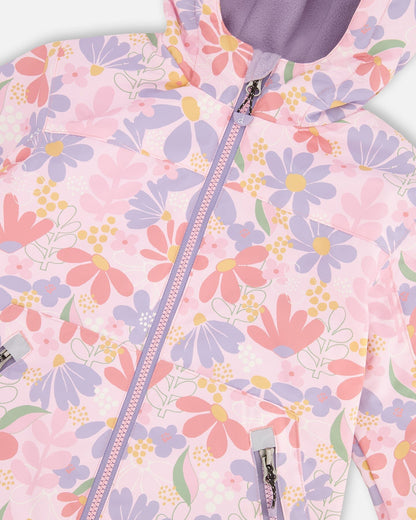 Two-Piece Mid-Season Outerwear Set Pink Flower Print