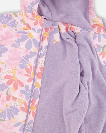 Two-Piece Mid-Season Outerwear Set Pink Flower Print