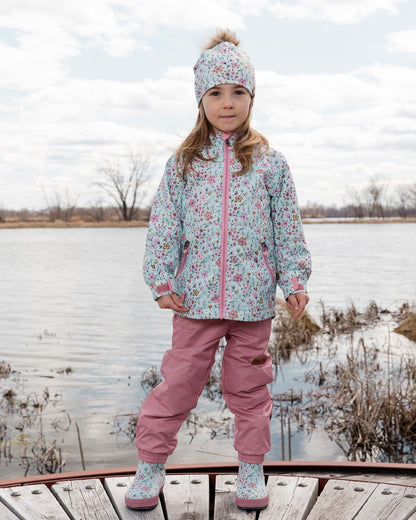Two-Piece Mid-Season Outerwear Set Blue Mini Flower Print