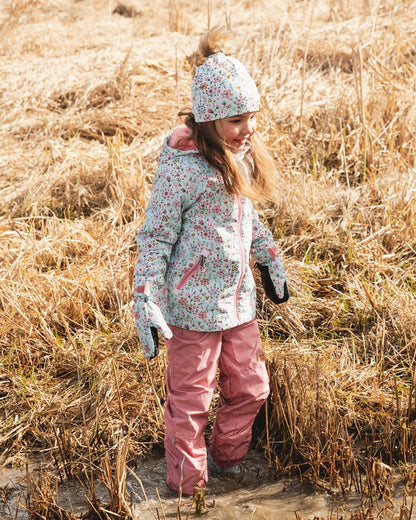 Two-Piece Mid-Season Outerwear Set Blue Mini Flower Print