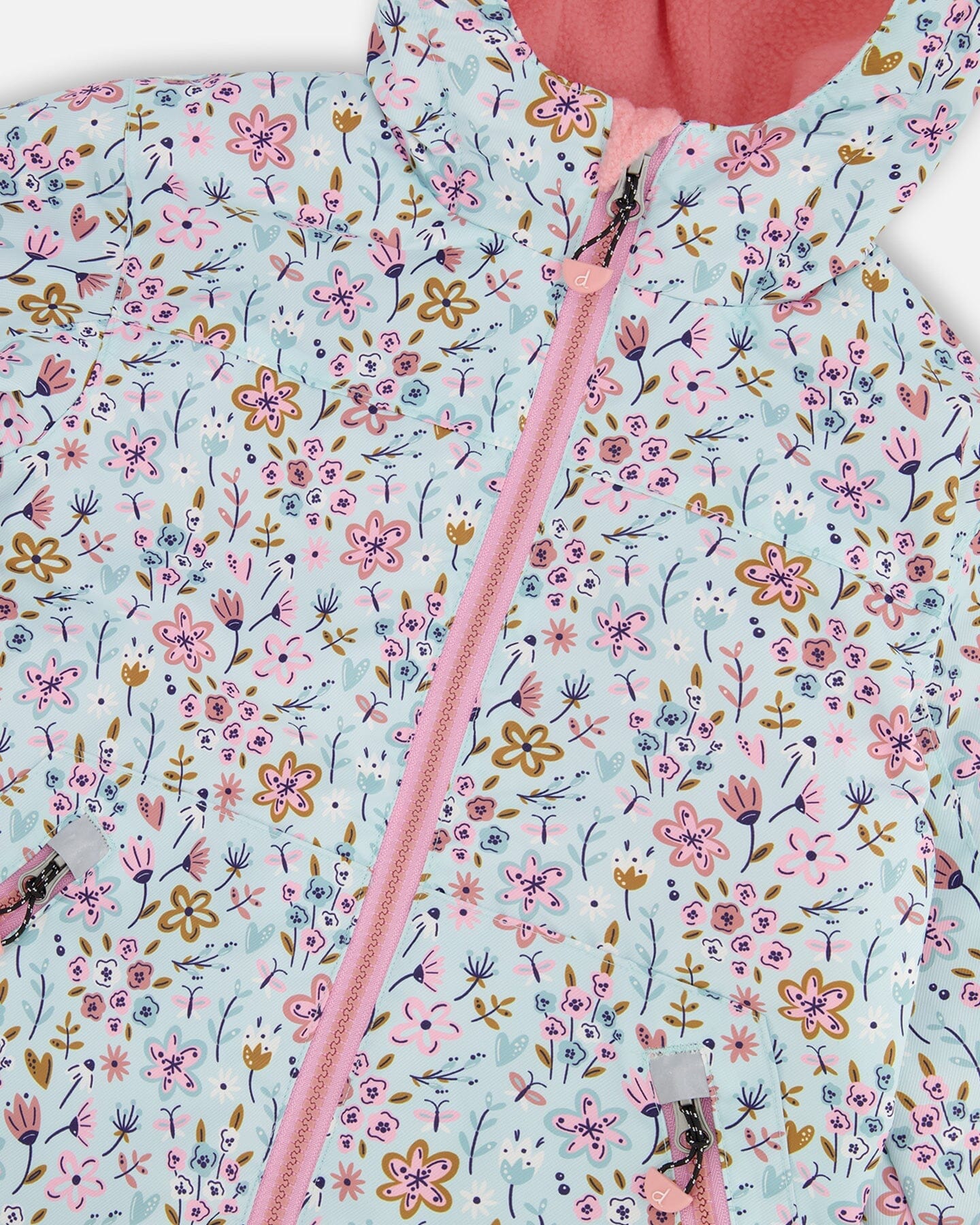 Two-Piece Mid-Season Outerwear Set Blue Mini Flower Print