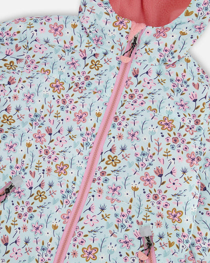 Two-Piece Mid-Season Outerwear Set Blue Mini Flower Print