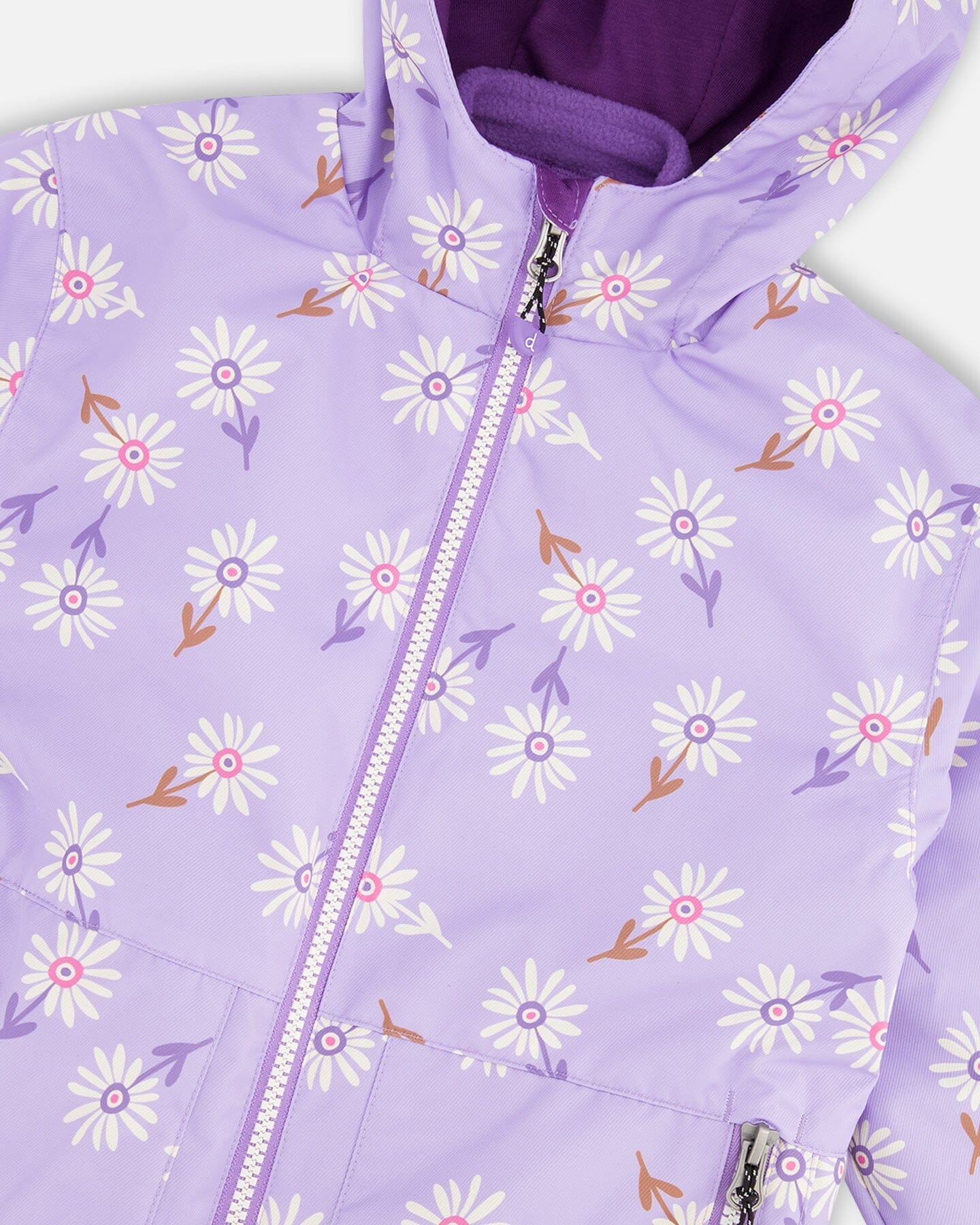 Ensemble 3-en-1 deux pièces de mi-saison motif marguerites violettes