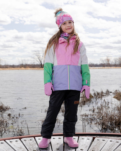 3-In-1 Two-Piece Mid-Season Outerwear Set Pink Colorblock
