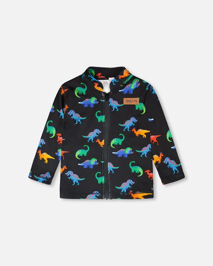 Ensemble de 3 vêtements d'extérieur mi-saison deux pièces, motif dinosaure noir