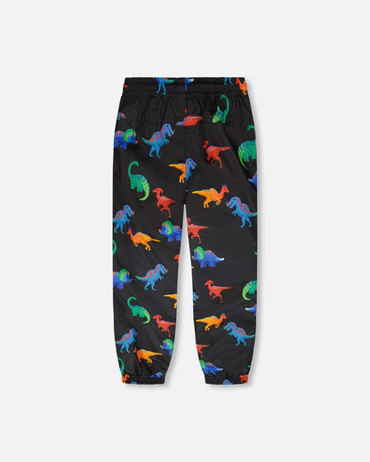 Ensemble de 3 vêtements d'extérieur mi-saison deux pièces, motif dinosaure noir