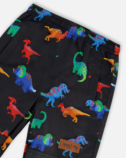 Ensemble de 3 vêtements d'extérieur mi-saison deux pièces, motif dinosaure noir