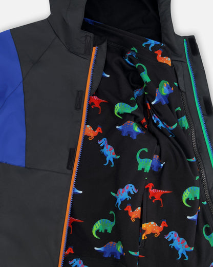 Ensemble de 3 vêtements d'extérieur mi-saison deux pièces, motif dinosaure noir