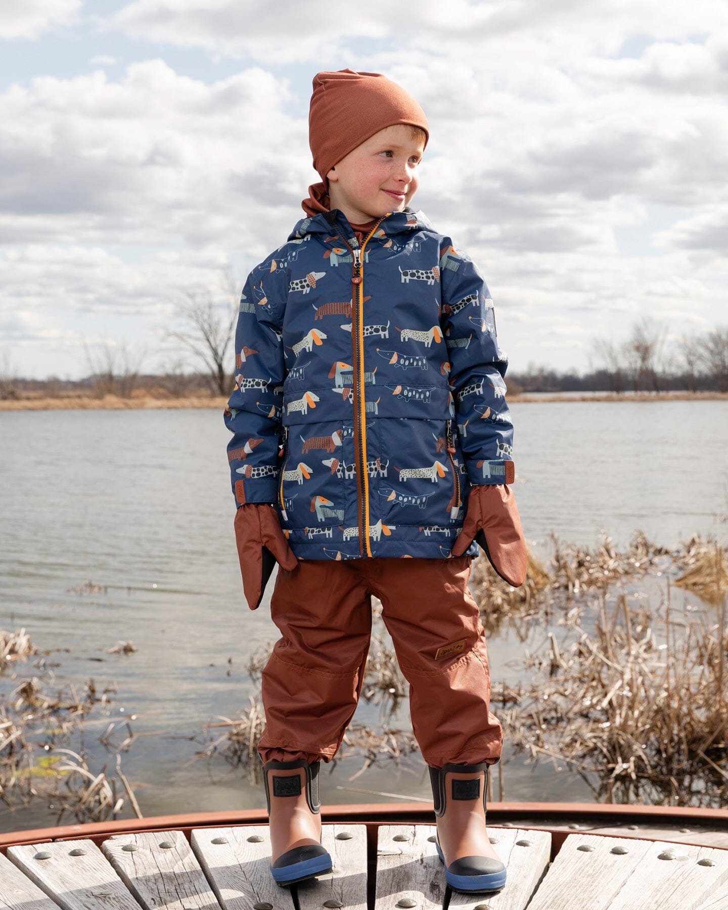 3-In-1 Two-Piece Mid-Season Outerwear Set Blue Dog Print