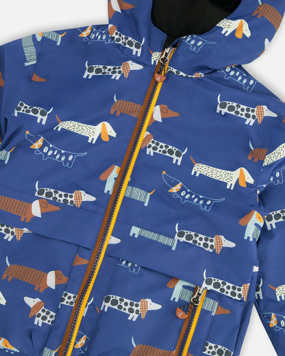 3-In-1 Two-Piece Mid-Season Outerwear Set Blue Dog Print