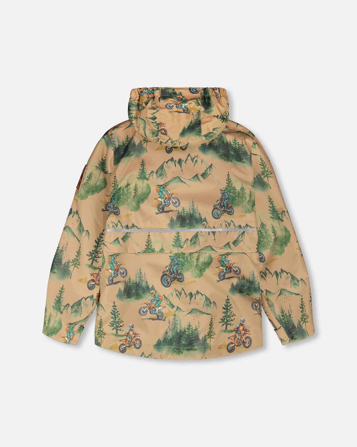 3-In-1 Two-Piece Mid-Season Outerwear Set Brown Motocross Print