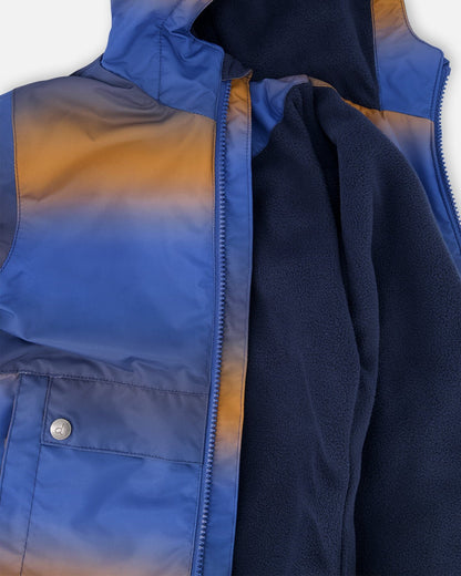 Two-Piece Mid-Season Outerwear Set Blue And Brown Gradient
