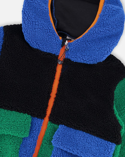 Sherpa Jacket Blue Colorblock