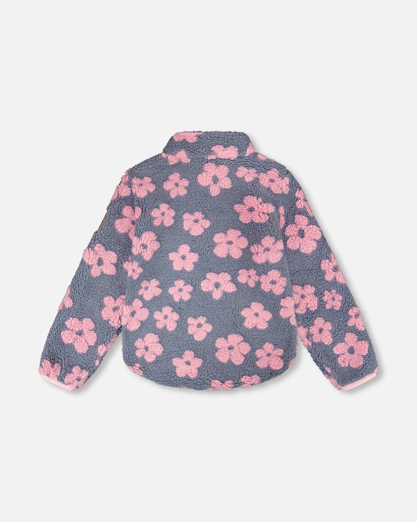 Veste sherpa motifs fleurs roses