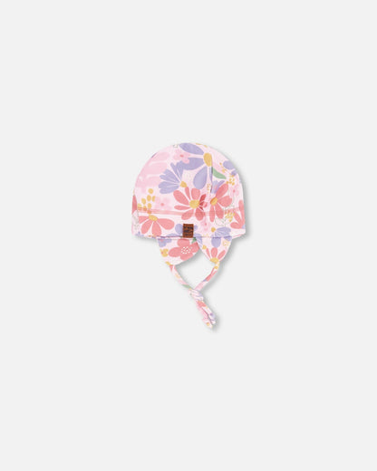 Baby Mid-Season One-Piece Outerwear With Hat Pink Flower Print