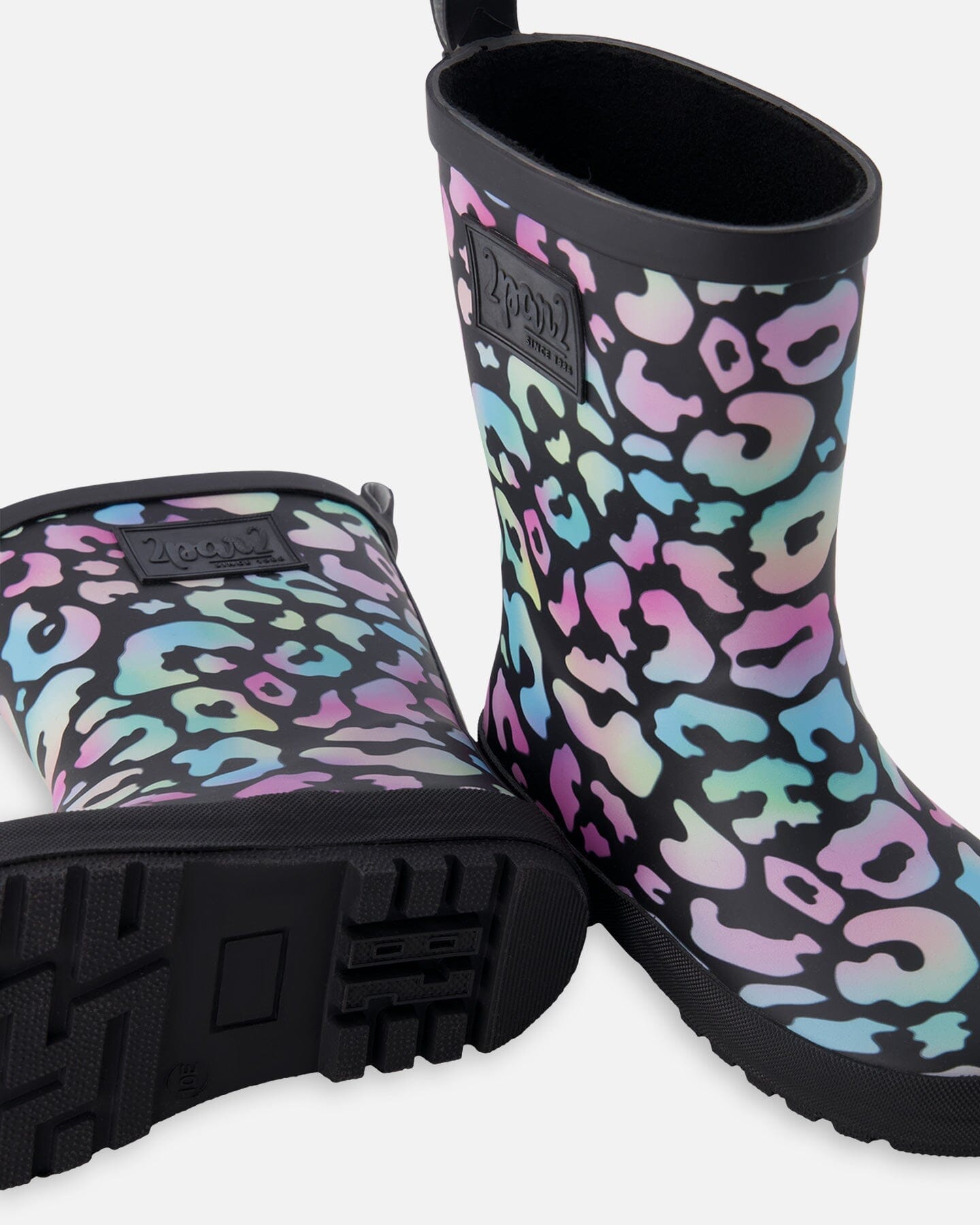 Bottes de pluie en caoutchouc naturel à imprimé animal noir