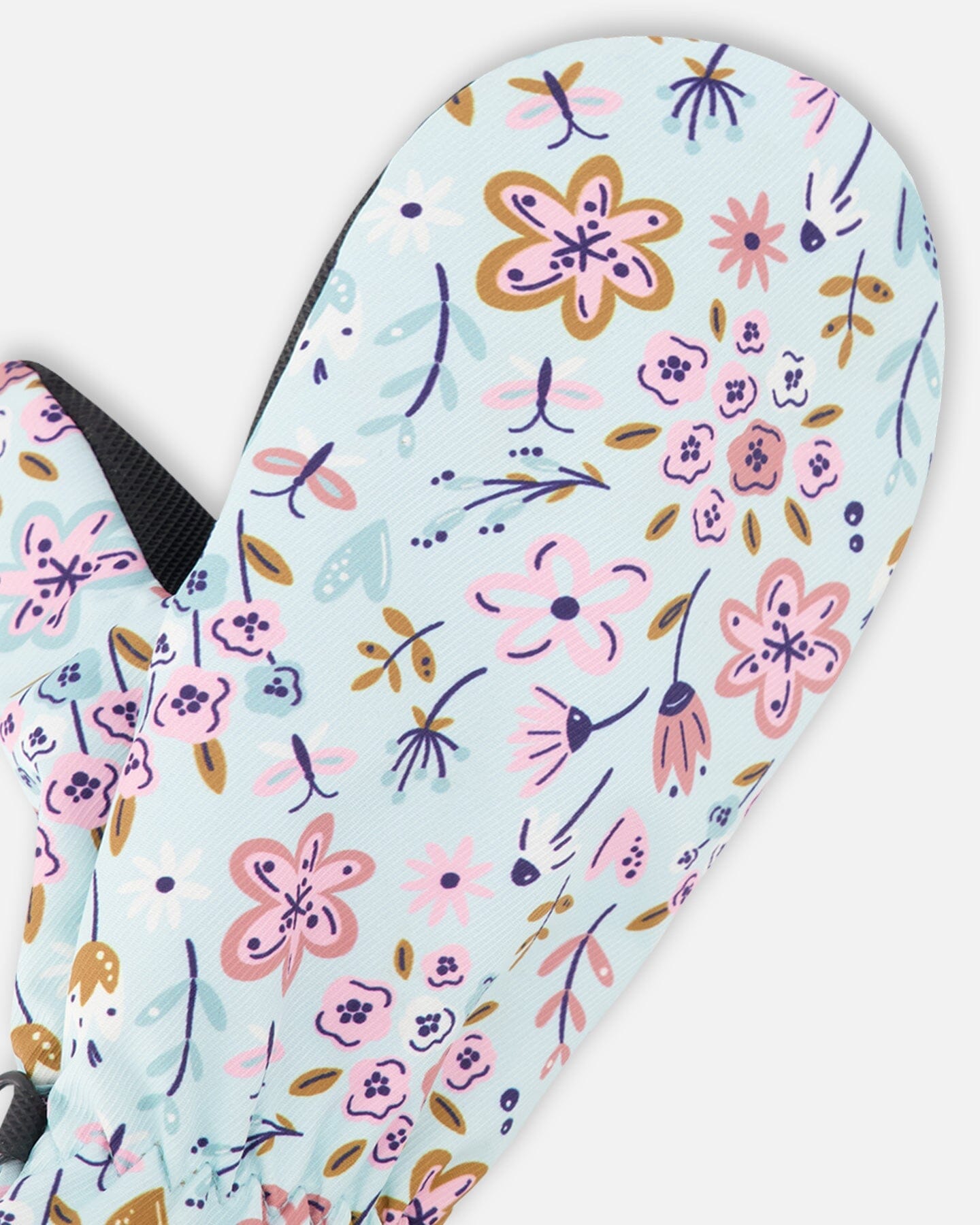 Mouffles Mi-Saison En Polyester Recyclé Imprimé Mini Fleurs Bleu