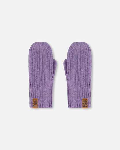 Ribbed Knit Mittens Lavender