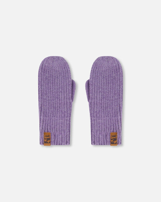 Ribbed Knit Mittens Lavender