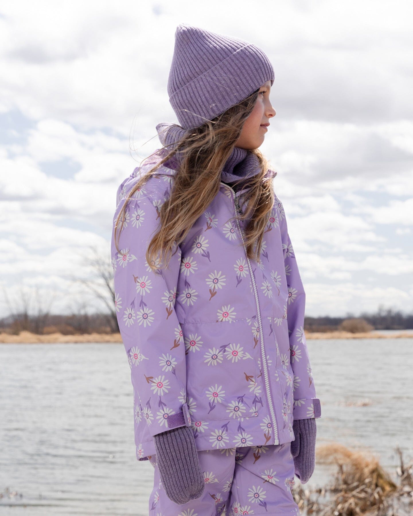 Ribbed Knit Mittens Lavender