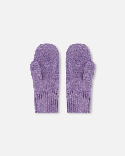 Ribbed Knit Mittens Lavender