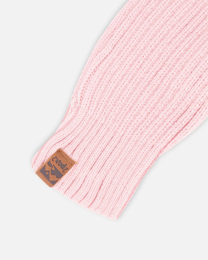 Ribbed Knit Mittens Pale Pink