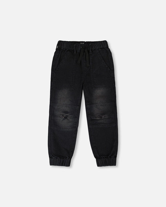 Jogger en jean French Terry extensible gris