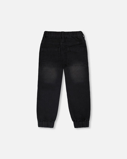 Jogger en jean French Terry extensible gris