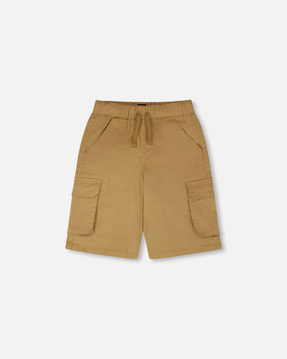 Stretch Twill Bermuda With Cargo Pockets Beige