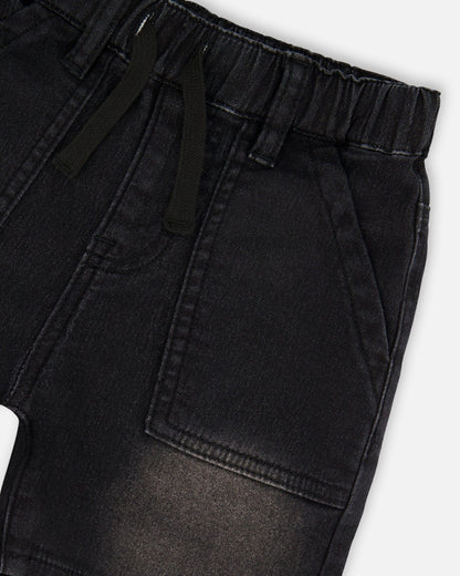 French Terry Grey Denim Shorts