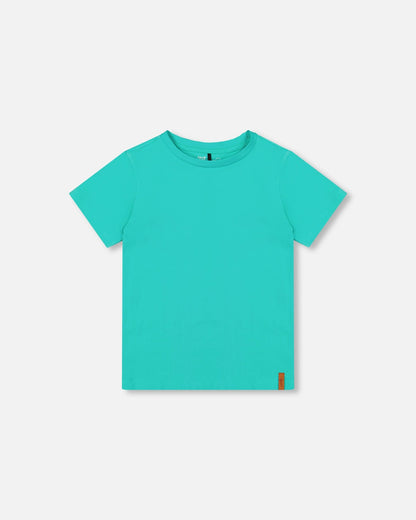 Organic Cotton Jersey T-Shirt Solid Turquoise
