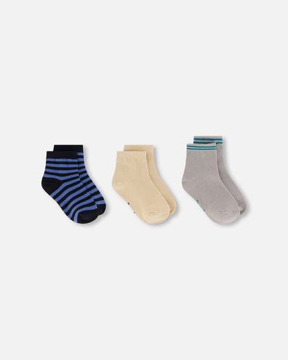 Socks (3 Pairs) Set Striped Blue And Black