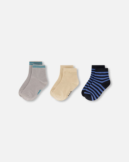 Socks (3 Pairs) Set Striped Blue And Black