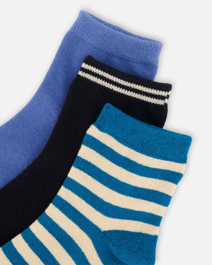 Socks (3 Pairs) Set Striped Green