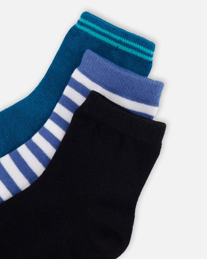 Chaussettes (3 paires) à rayures bleues