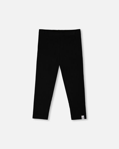 Leggings côtelés capri noirs