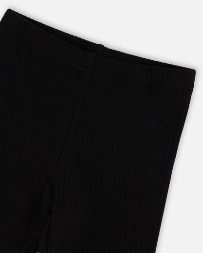 Rib Biker Leggings Black