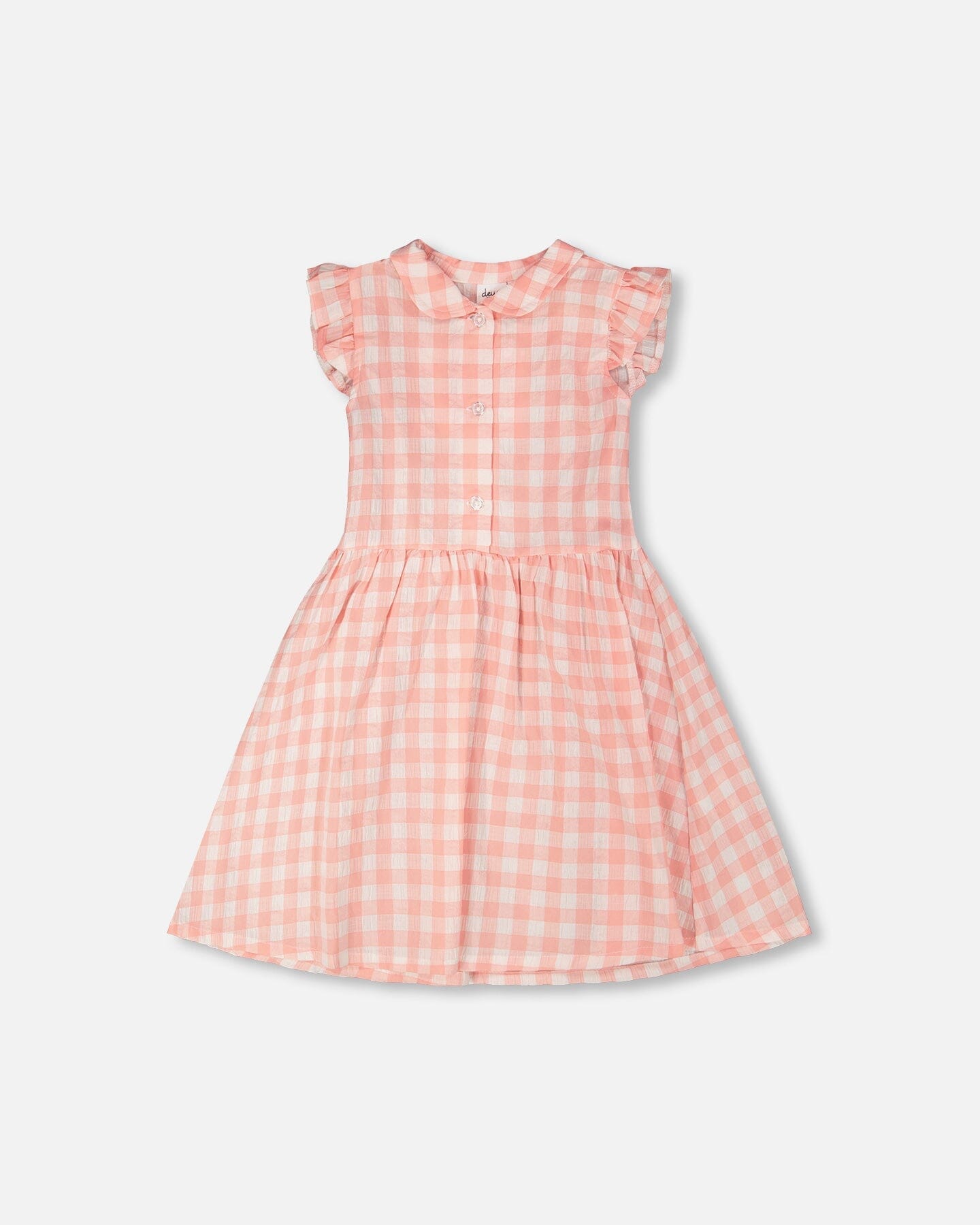 Robe sans manches boutonnée à carreaux Vichy roses