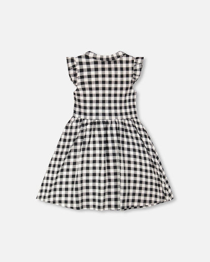 Sleeveless Button Down Dress Black Gingham