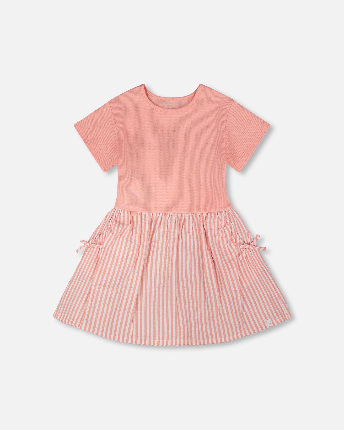 Bi-Material Dress Peach Pink