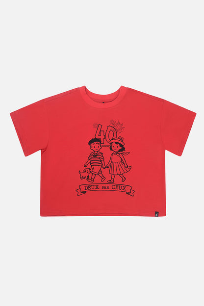 Adult 40th Anniversary Graphic Boxy T-Shirt Poppy Red