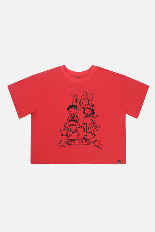 Adult 40th Anniversary Graphic Boxy T-Shirt Poppy Red
