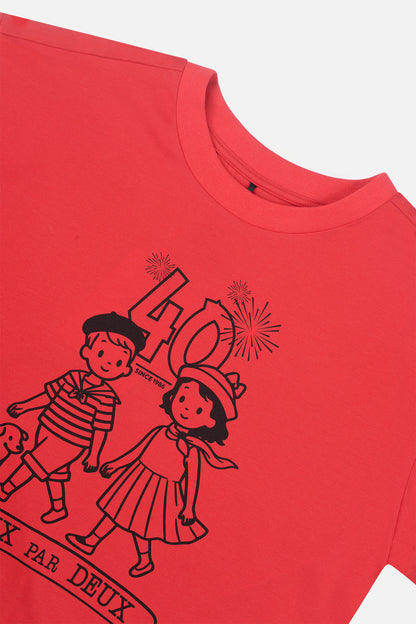 Adult 40th Anniversary Graphic Boxy T-Shirt Poppy Red