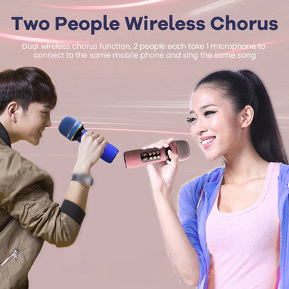 ALLOYSEED Karaoke Wireless Bluetooth-Compatible Microphone Handheld Music Singing Mic+FM+Voice Changing Audio Speaker Player