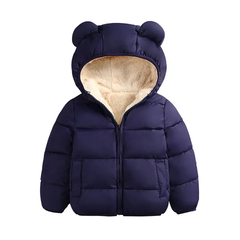 2022 Baby Kids Jacket Thick Winter Jackets Fleece Jacket Girls Hooded Outerwear Coats for Girls Windbreaker Children Clothes