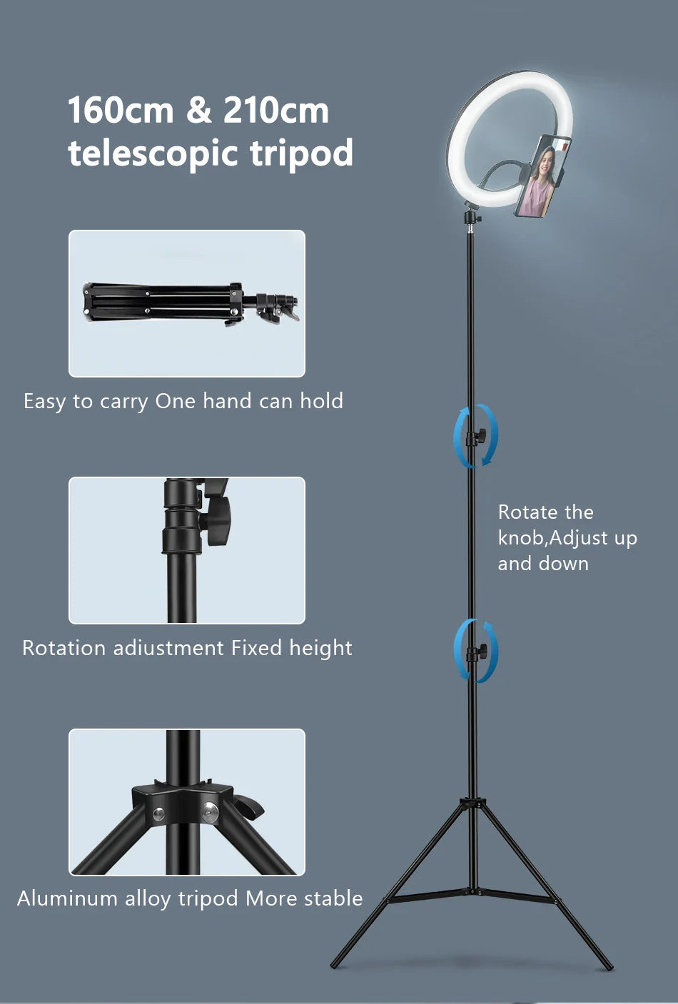 Anneau lumineux LED circulaire avec support pour téléphone, éclairage de studio, lampe pour caméra photo et vidéo YouTube, prise de vue Vlog et selfie