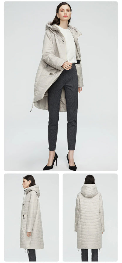 GASMAN 2022 Spring Autumn Jacket Women fashion casual long parka coat padded female stand-up Collar hooded ladies jackets 81858